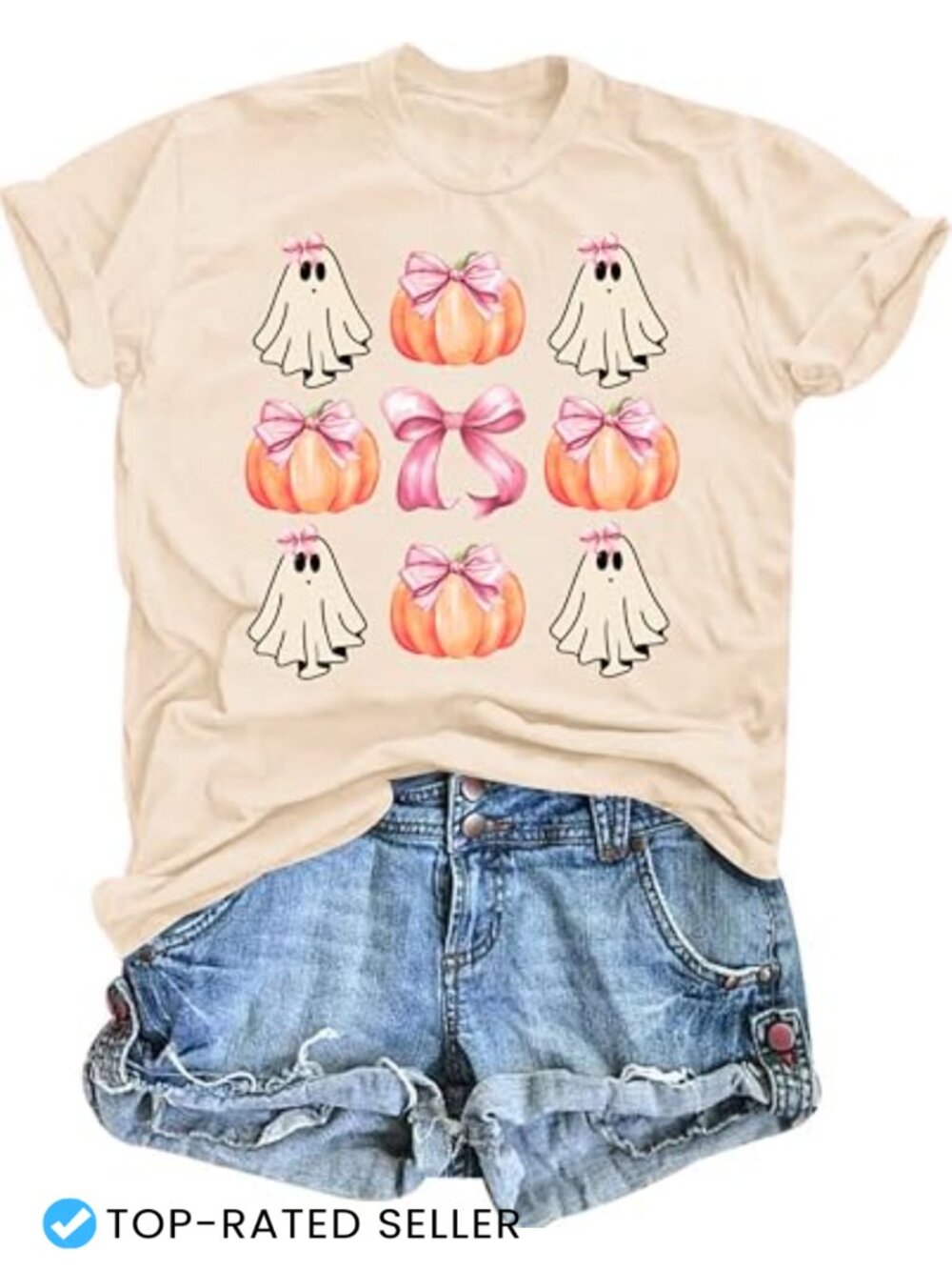 Halloween Graphic Tee Women Spooky Ghost Pumpkin Short Sleeve Casual T-Shirt